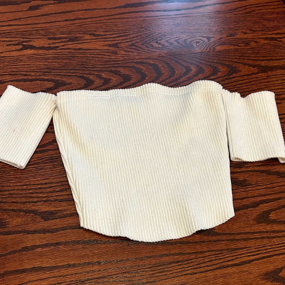 Active USA Cream Off-Shoulder Sweater